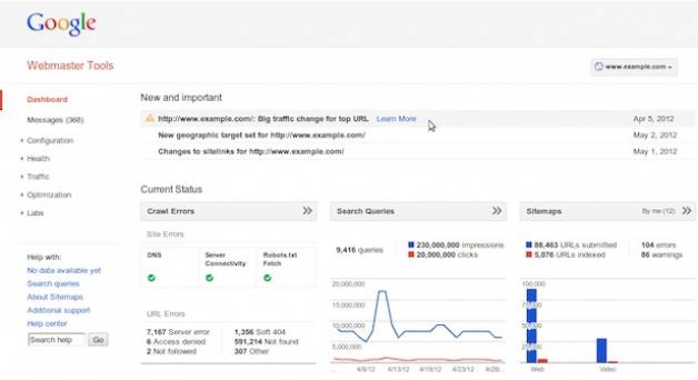 Strumenti per Webmaster di google si rinnova nel suo layout